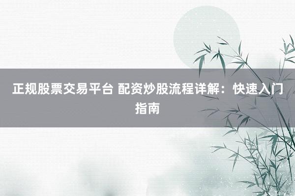正规股票交易平台 配资炒股流程详解：快速入门指南