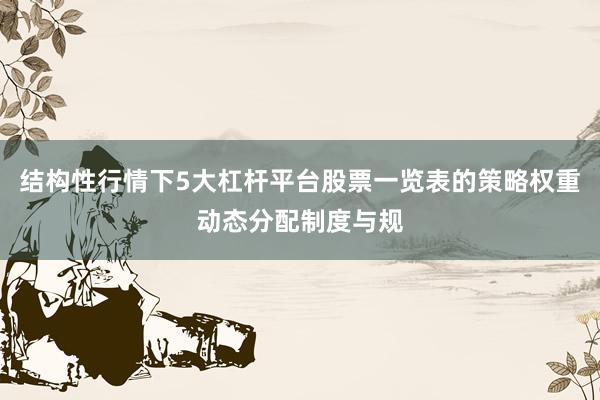 结构性行情下5大杠杆平台股票一览表的策略权重动态分配制度与规