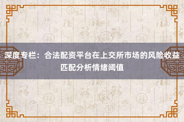 深度专栏：合法配资平台在上交所市场的风险收益匹配分析情绪阈值