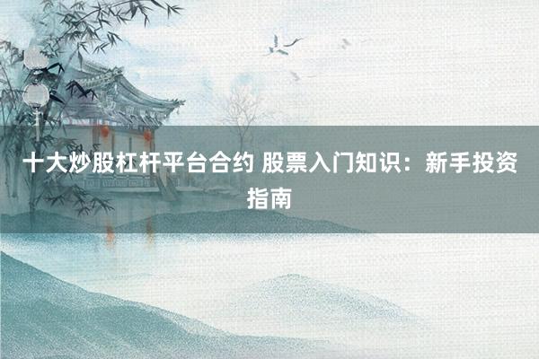 十大炒股杠杆平台合约 股票入门知识：新手投资指南