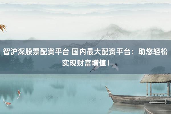 智沪深股票配资平台 国内最大配资平台：助您轻松实现财富增值！