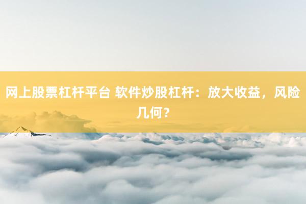 网上股票杠杆平台 软件炒股杠杆：放大收益，风险几何？